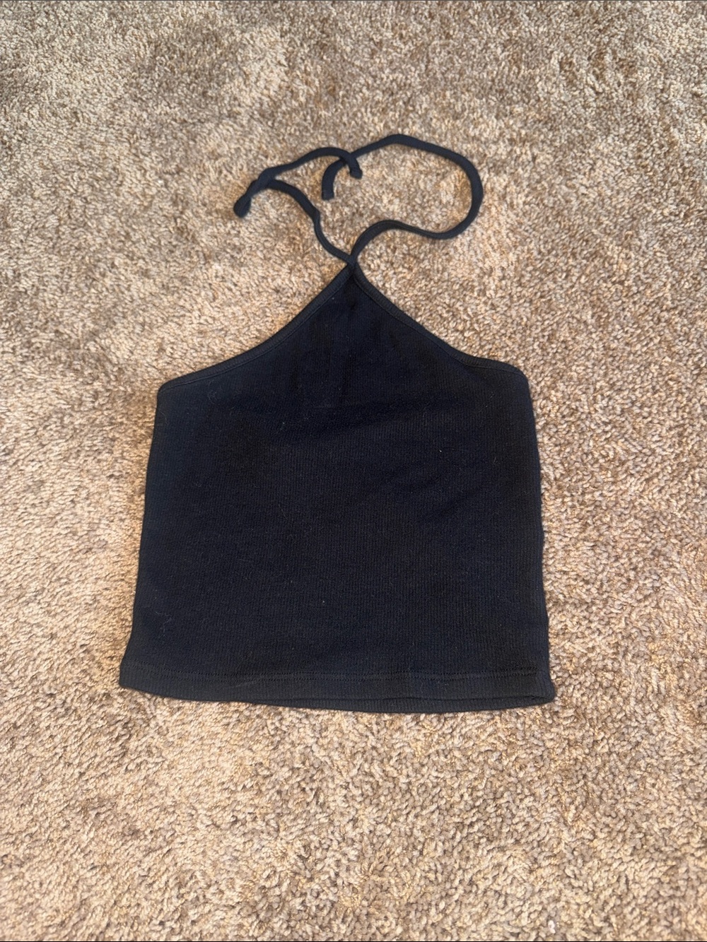 Garage black ribbed tank top